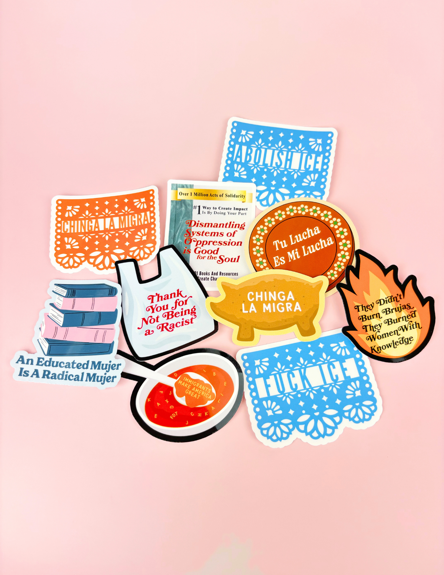 Werk Mija - Chinga La Migra Papel Picado Sticker