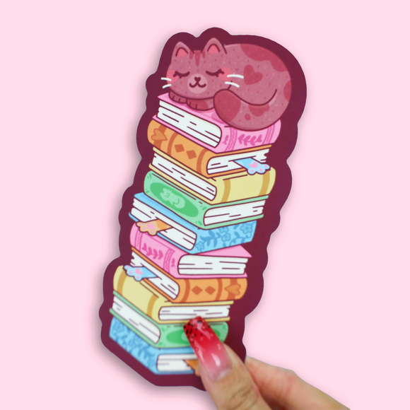 Turtle's Soup - Book Stack Cat Cute Reader Kitty Bookmark