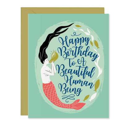 Lucy Loves Paper - Mermaid Beautiful Human - Birthday Card (A2)