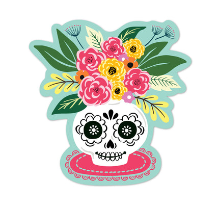 Lucy Loves Paper - Sugar Skull Flower Vase sticker - Calavera sticker