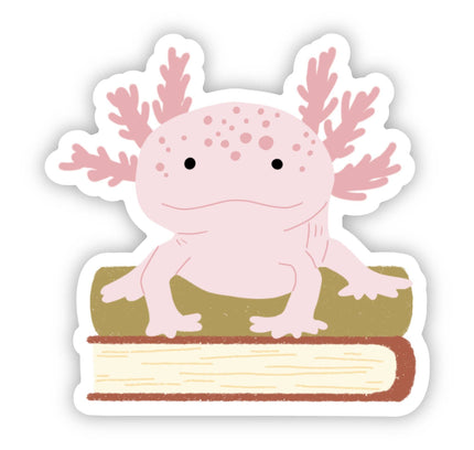 Big Moods - Cute Axolotl On Book Sticker
