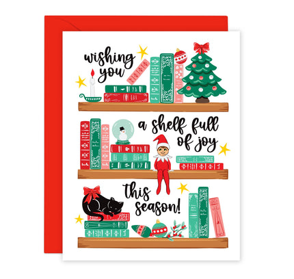 Lucy Loves Paper - A Shelf Full of Joy | Bookshelf Pun Christmas Card