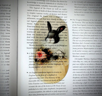 Dark Veinlet - Clear Bookmark - Vintage Rabbit Holding Flowers Illustration
