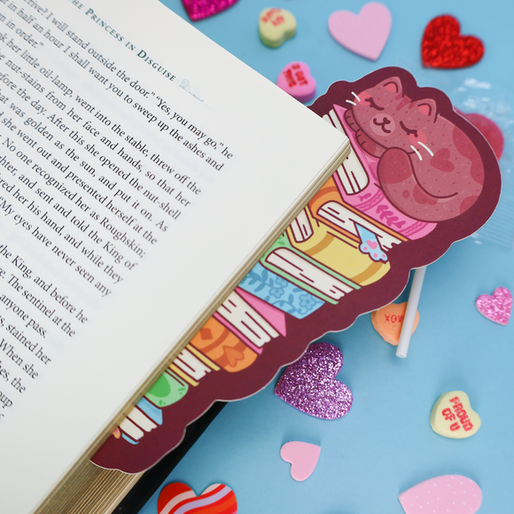 Turtle's Soup - Book Stack Cat Cute Reader Kitty Bookmark