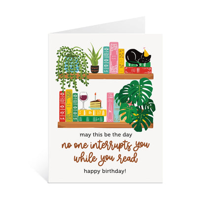 Lucy Loves Paper - While You Read | Reader's Bookshelf Birthday Card