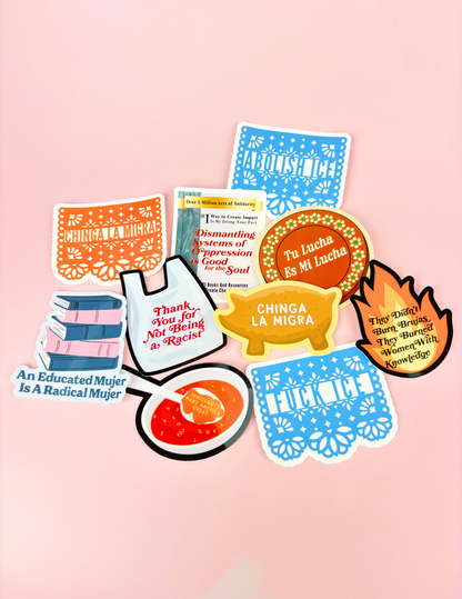 Werk Mija - Chinga La Migra Papel Picado Sticker