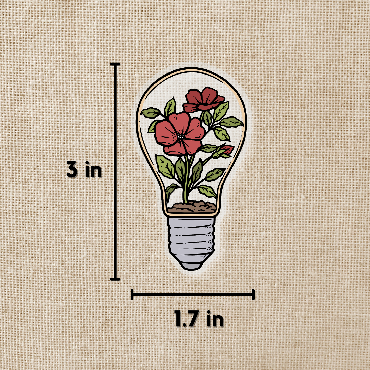 Wildly Enough - Red Flower Lightbulb Terrarium Clear Sticker