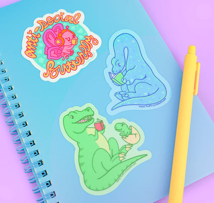 Turtle's Soup - Reading Brontosaurus Dinosaur Bookish Vinyl Sticker