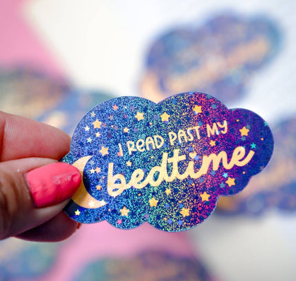 Furever Booked - I Read Past My Bedtime Glitter Sticker