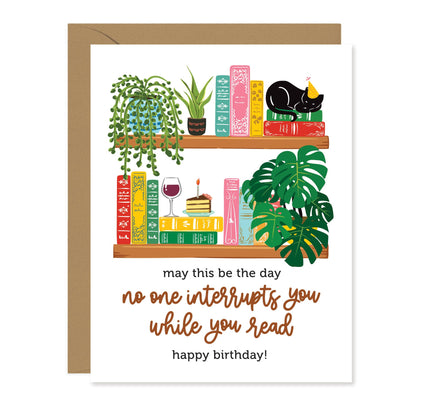 Lucy Loves Paper - While You Read | Reader's Bookshelf Birthday Card