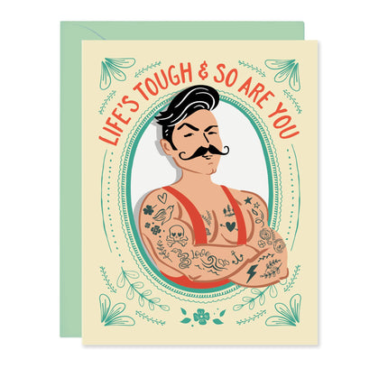 Lucy Loves Paper - Tough & So Are You - Tattooed Fighter Encouragement Card(A2)