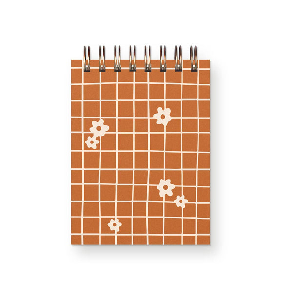 Ruff House Print Shop - Hand-Drawn Grid Flower Mini Jotter Notebook