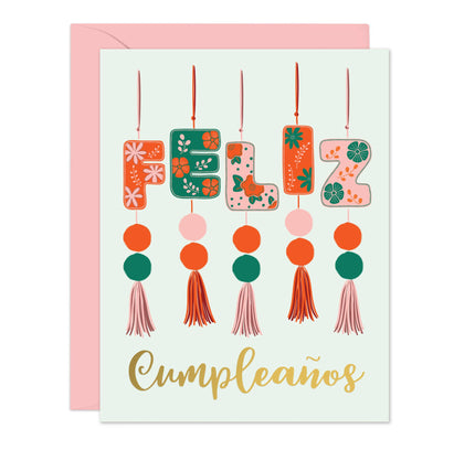 Lucy Loves Paper - Feliz Cumpleaños Mexican Ornaments |  gold foil card
