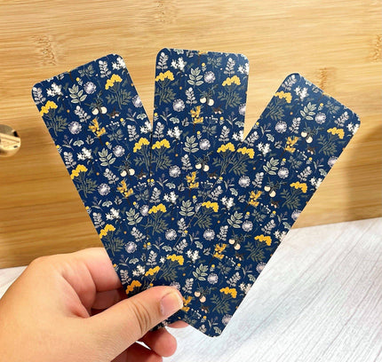 Wildly Enough - Fall Floral Blue Bookmark