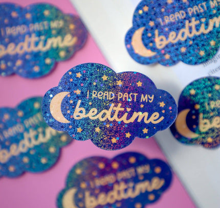 Furever Booked - I Read Past My Bedtime Glitter Sticker