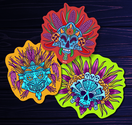 YAMZ: World of Color - Meso American Veggie Mask Stickers