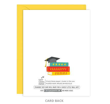Lucy Loves Paper - You Totally Earned It - book pile graduation card