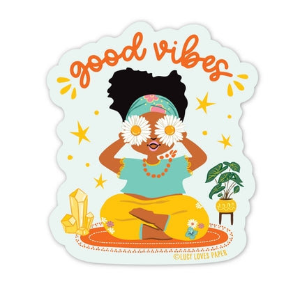Lucy Loves Paper - Good Vibes Girl | Black Girl | Vinyl Sticker