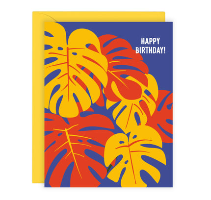 Lucy Loves Paper - Colorful Monstera Birthday Card (A2)