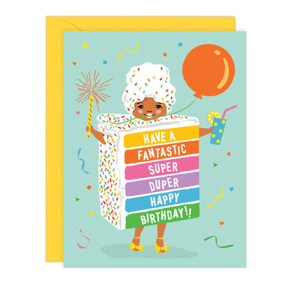 Lucy Loves Paper - Rainbow Cake Girl | Super Duper Happy Birthday Card