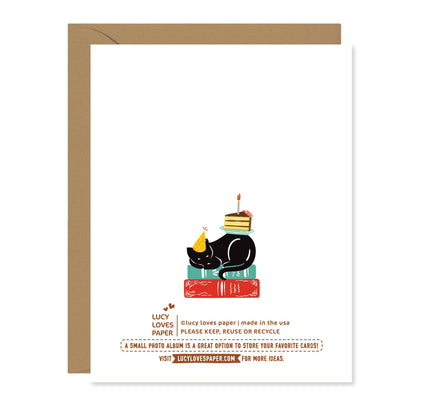 Lucy Loves Paper - While You Read | Reader's Bookshelf Birthday Card