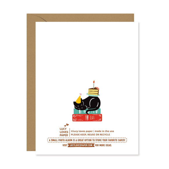 Lucy Loves Paper - While You Read | Reader's Bookshelf Birthday Card
