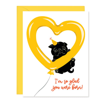 Lucy Loves Paper - Glad You Were Born, Balloon Dog Birthday Card (A2)