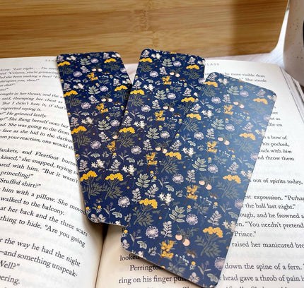 Wildly Enough - Fall Floral Blue Bookmark