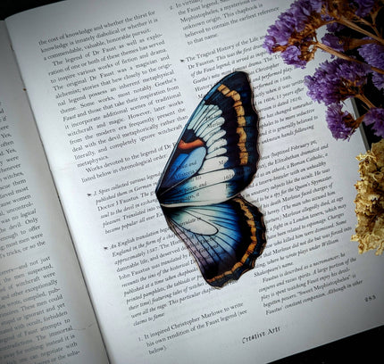 Dark Veinlet - Clear Bookmark - Blue Purple Butterfly Wing Dark Academia