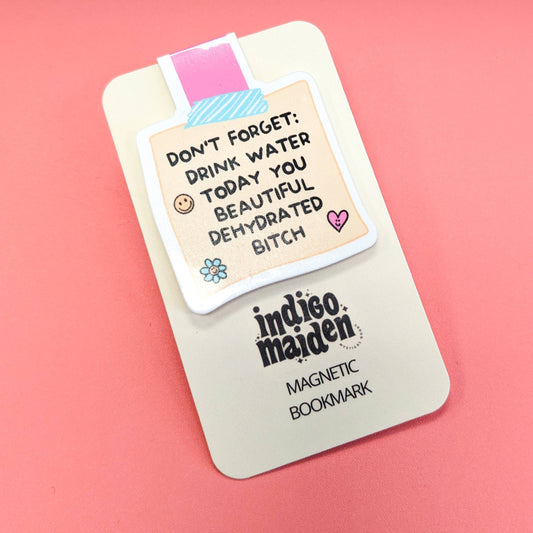 Indigo Maiden - Drink Water Sticky Note Magnetic Bookmark