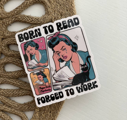 Lalatina Shop - Born to read funny bookish vinyl sticker,funny stickers