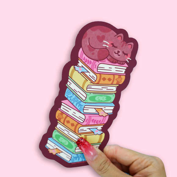 Turtle's Soup - Book Stack Cat Cute Reader Kitty Bookmark