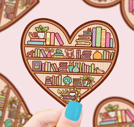 Turtle's Soup - Heart Shaped Bookshelf Vinyl Sticker
