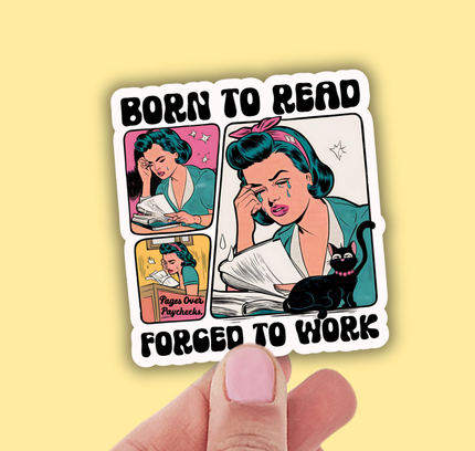 Lalatina Shop - Born to read funny bookish vinyl sticker,funny stickers
