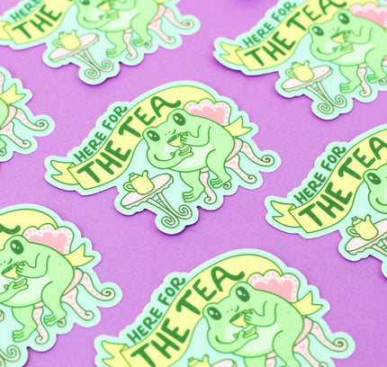 Turtle's Soup - Here for the Tea Frog Gossip Laptop Decal Vinyl Sticker