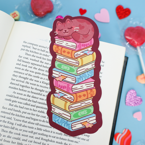 Turtle's Soup - Book Stack Cat Cute Reader Kitty Bookmark