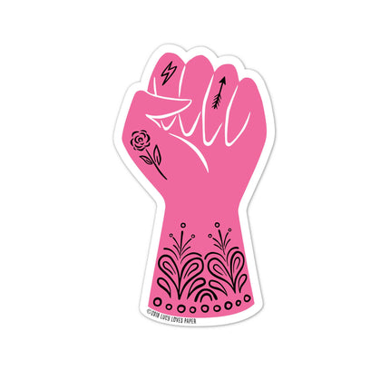 Lucy Loves Paper - Pink Power Fist - Feminist Sticker