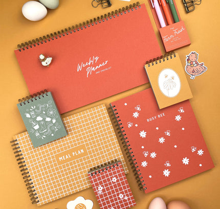 Ruff House Print Shop - Hand-Drawn Grid Flower Mini Jotter Notebook