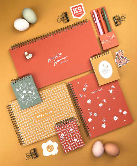 Ruff House Print Shop - Hand-Drawn Grid Flower Mini Jotter Notebook