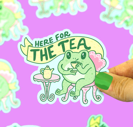 Turtle's Soup - Here for the Tea Frog Gossip Laptop Decal Vinyl Sticker
