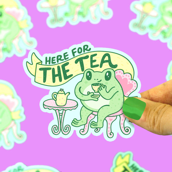 Turtle's Soup - Here for the Tea Frog Gossip Laptop Decal Vinyl Sticker
