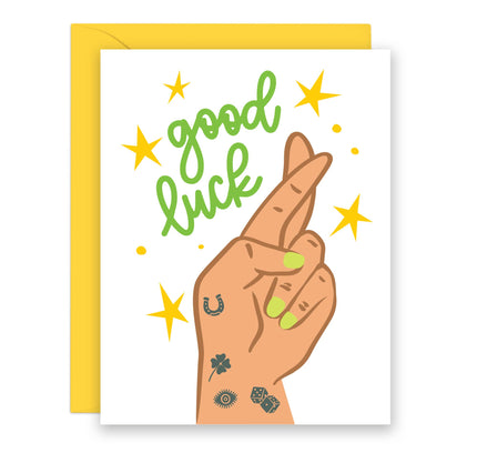 Lucy Loves Paper - Good Luck Card | Hands With Good Luck Tatoos
