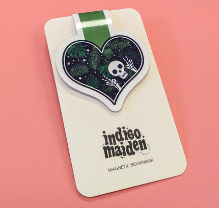 Indigo Maiden - Skull Plant Heart Magnetic Bookmark
