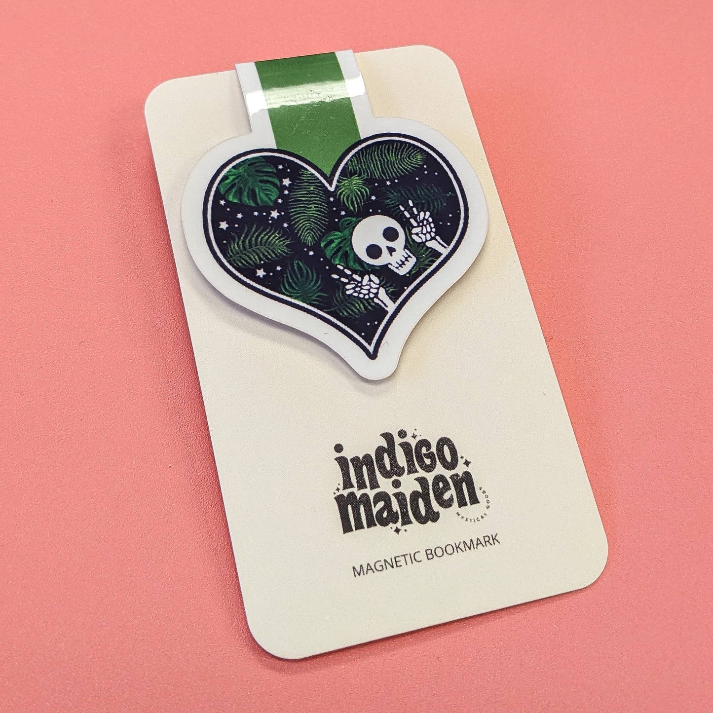 Indigo Maiden - Skull Plant Heart Magnetic Bookmark