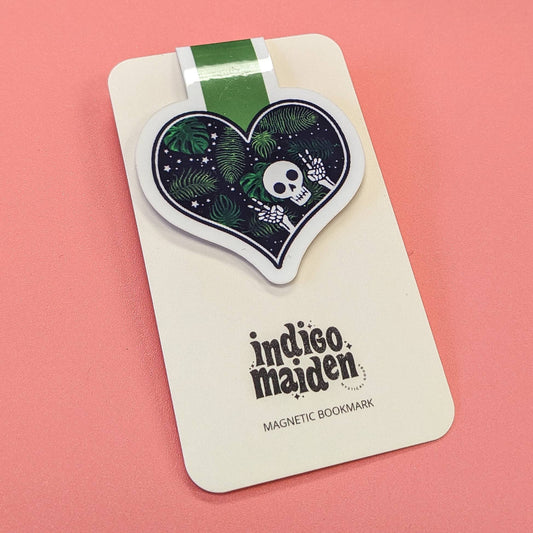 Indigo Maiden - Skull Plant Heart Magnetic Bookmark