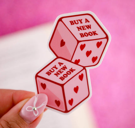 Furever Booked - Buy A New Book Dice Sticker