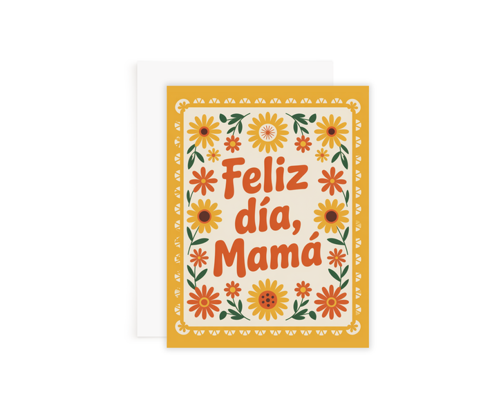 Things in Spanish - Yellow Papel Picado Mamá Card