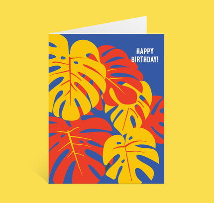 Lucy Loves Paper - Colorful Monstera Birthday Card (A2)