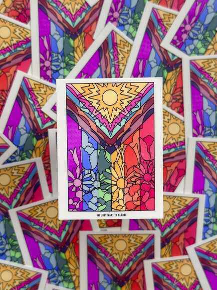 YAMZ: World of Color - We Just Want to Bloom Flower Pride Flag Sticker