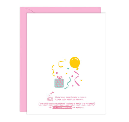 Lucy Loves Paper - Balloon Party Girl Birthday Card | Black Girl (A2)